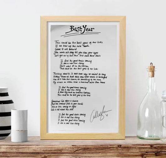 Handwritten Lyrics (presented on artist paper)